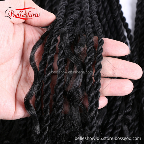 22" 20Strands/Pack Black Brown Ombre Braiding Hair Extensions Messy Senegalese Twist Crochet Hair With Curly Ends